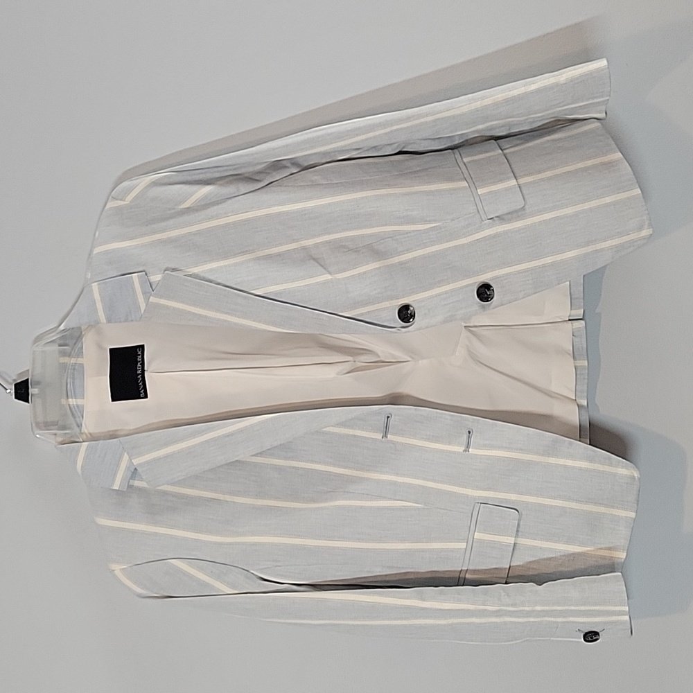 Banana Republic Light Blue and White Striped Blazer